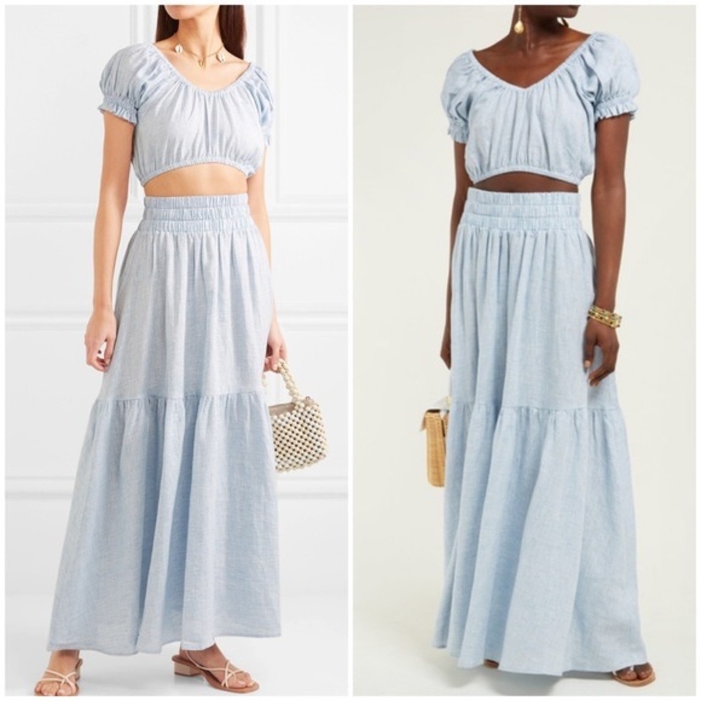 Carmen Tiered Striped Hemp Maxi Skirt
